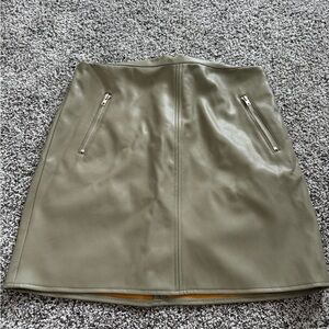 Leather olive green skirt
